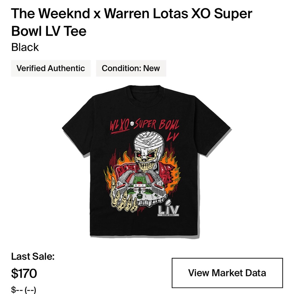Warren Lotas/ The Weeknd super bowl Lv tee XXL